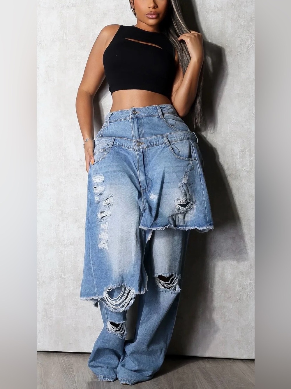Queen Mania Overup Fray Denim Jeans